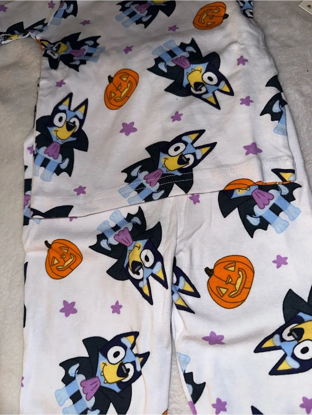 Halloween Bat & Pumpkin Kids Pajama Set - White